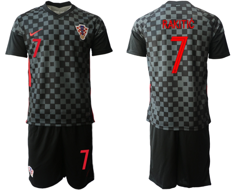 Men 2021 European Cup Croatia black away #7 Soccer Jerseys
